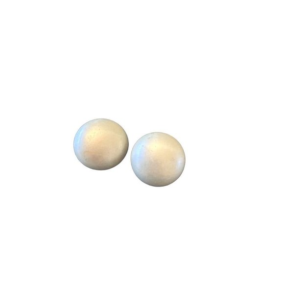 Vintage 1960s Clip On Non-Pierced Earrings Light Green Sterling Back 1 1/8"d - Picture 2 of 6